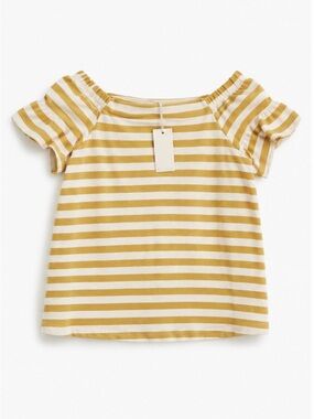 Mello Day Off Shoulder Mustard and Cream Top